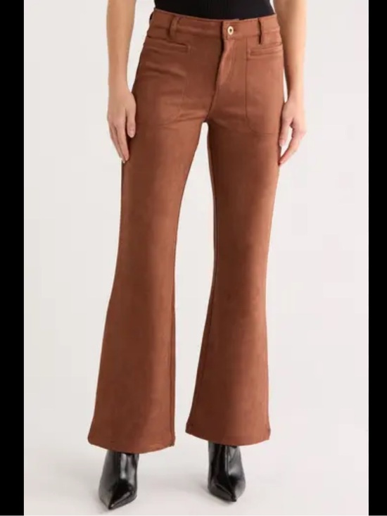 Sanctuary Pants - Sanctuary Sawyer Faux Suede Brown Bell Bottom Flare Pants Sz 27 Boho 70s Retro